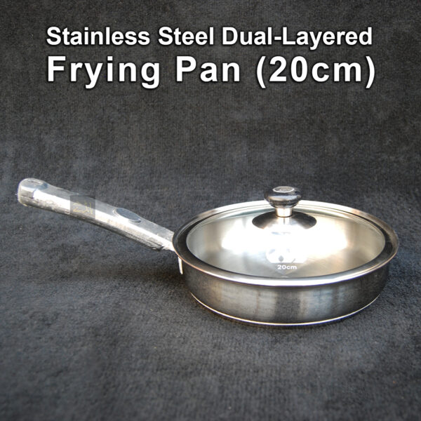 Frying Pan for Cooking with Glass Lid | 20cm | Dual-layered Stainless Steel