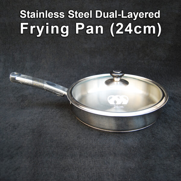Frying Pan for Cooking with Glass Lid | 24cm | Dual-layered Stainless Steel