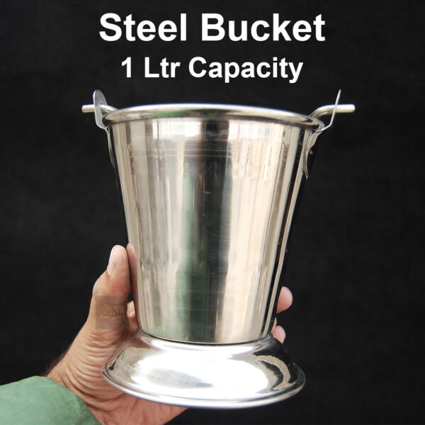 Stailness Steel Bucket | 1Ltr Capacity | For Dish Serving | Classic Design | Steel Balti | Steel Serving Dish Balti